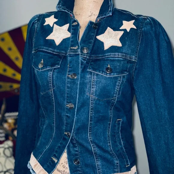 Women's Denim Jacket with Red Rodeo Accents - Picture 7 of 9